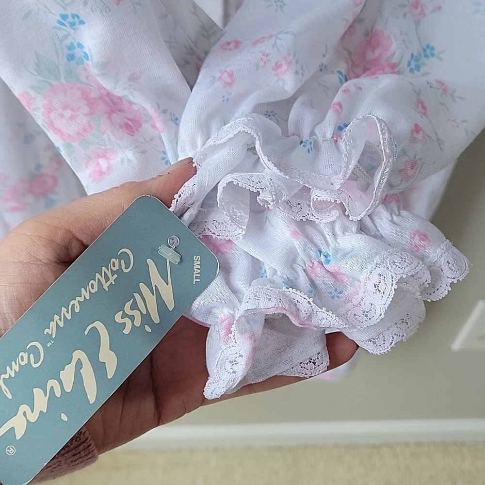 NWT Miss Elaine Pink Floral Nightgown And Robe‎ Set Vintage Size Small
